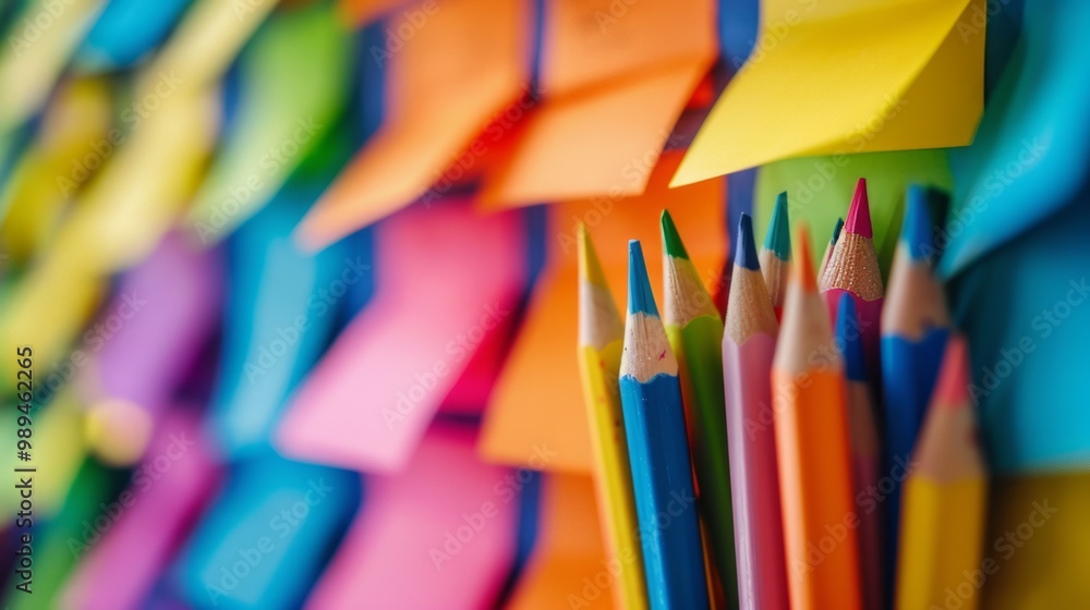 Aufkleber the image depicts a collection of colorful blanc empty sticky notes attached to a wall or board.