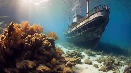 Fototapeta premium An octopus gracefully extends its tentacles amidst rocky underwater surroundings, showcasing the intricate beauty and adaptability of marine life.