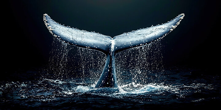 The tail of a whale raised upwards