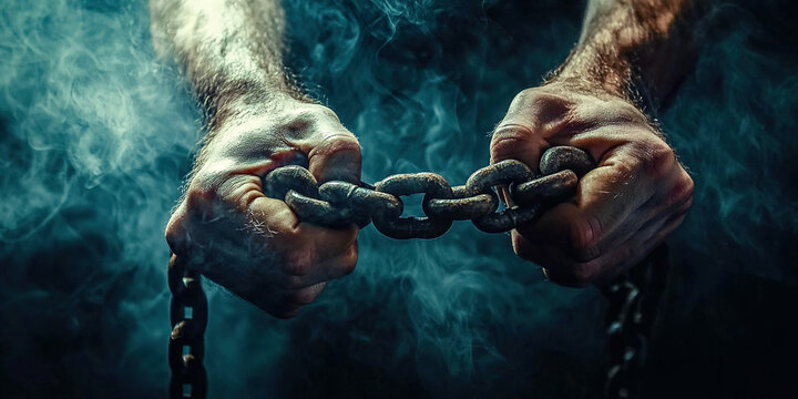 Chains clenched in the hands