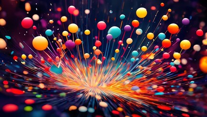 Colorful particles explosion