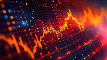 Fototapeta premium Vibrant energy waves illustrate a dynamic soundscape with colorful frequencies and patterns in an abstract representation of audio data