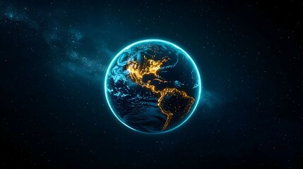 Obraz premium Earth from Space with Glowing Lights and Stars