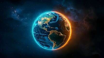 Obraz premium Earth From Space with Glowing Atmosphere