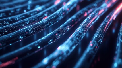 Glowing data cables transferring information background
