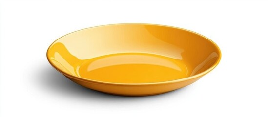 Round yellow ceramic plate isolated on a white background