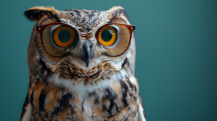 Obraz premium Owl Wearing Glasses Photo