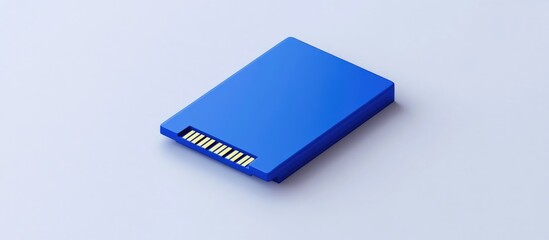 Blue SD memory card on a white background ideal for showcasing storage options and data transfer solutions