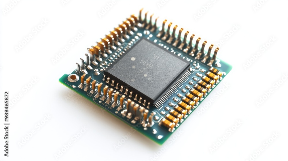 Poster a microchip featuring a central processing unit symbolizes the outline of a nation set against a whi