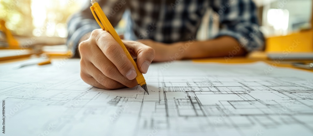 Poster architectural blueprint showcasing technical drawings and plans highlighting the intricacies of desi