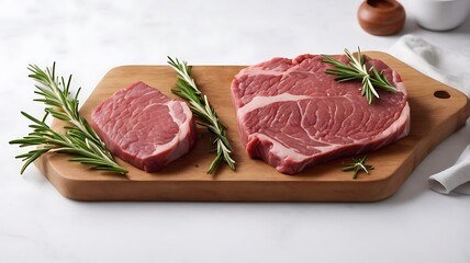 Fototapeta premium Marbled Raw Beef Steak with Rosemary