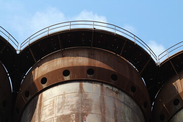 Old red brick and metal buildings in Closed metallurgical plant in Lower Vitkovice, part of famous...