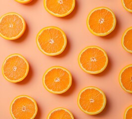Orange Slices Pattern on Peach Background