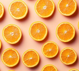 Orange Slices Pattern on Peach Background