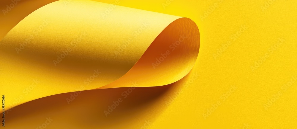 Poster flat lay top view of a yellow paper surface showcasing a product display with shadow overlay effect 