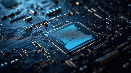 A microchip featuring a central processing unit symbolizes South Sudan s outline against a dark background showcasing a technological representation of the nation