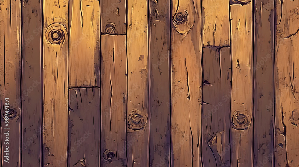 Poster a detailed textured material featuring an old wooden texture made up of planks serves as the cover f