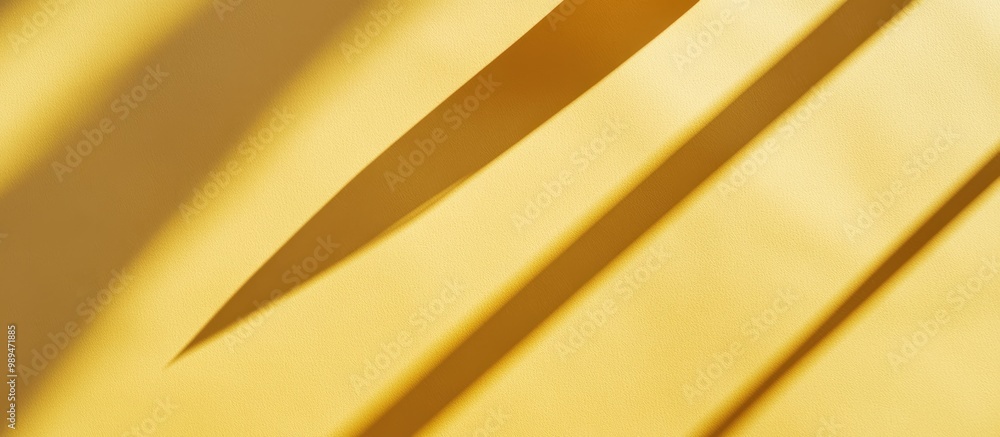 Poster flat lay top view of a yellow paper surface showcasing a product display with shadow overlay effect 