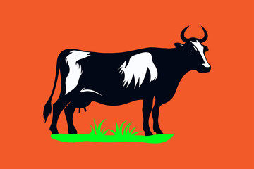 cow  black and white silhouette vector