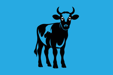 Bull cow black and white silhouette vector