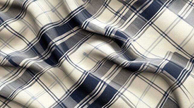 Modern plaid fabric featuring a tattersall pattern Minimal abstract geometric design with classic two tone tartan check background Floral grid line textile swatch suitable for apparel