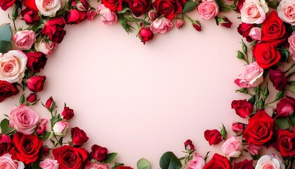 Romantic Heart Shaped Rose Frame for Love Theme