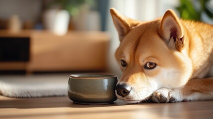 伝統的な日本の雰囲気の中で、魅力的な茶道の師匠としての柴犬