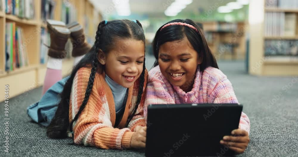 Poster children, tablet and library for reading, development and education for e learning, playing and fun.