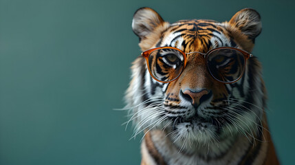 Tiger Wearing Glasses 3D Illustration