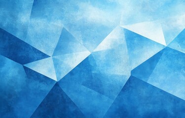 modern abstract blue background design with layers of textured white transparent material in triangle diamond and squares shapes in random geometric pattern