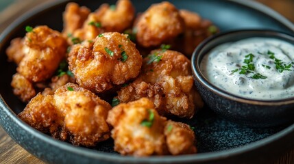 Crispy fried button mushrooms, a classic Austrian vegetarian dish, served with creamy tartar sauce.