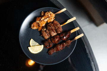 Yakitori satay chicken beef japanese indonesian food