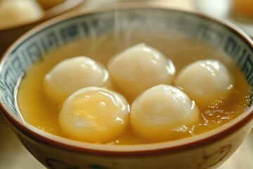 Traditional Bowl of Dough Balls in Sweet Soup