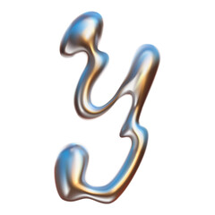 Chrome Bubble Typeface Design. Letter - Y. Contemporary vector English alphabet with glossy liquid metal effect in a futuristic style.	
