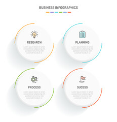 4 clean infographic design shaped elements template, symbolizing the four stages of business strategy and progression. Progress bar or timeline. Vector for presentation, web site or app.