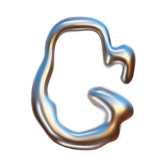 Chrome Bubble Typeface Design. Letter - G. Contemporary vector English alphabet with glossy liquid metal effect in a futuristic style
