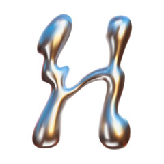 Chrome Bubble Typeface Design. Letter - H. Contemporary vector English alphabet with glossy liquid metal effect in a futuristic style
