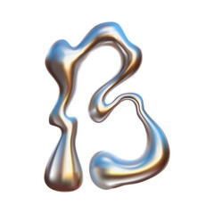 Chrome Bubble Typeface Design. Letter - B. Contemporary vector English alphabet with glossy liquid metal effect in a futuristic style. 