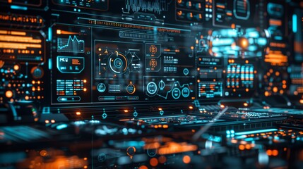 Fototapeta premium High-Tech Futuristic Interface with Data Visualizations