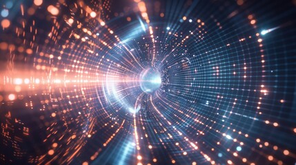 Obraz premium Futuristic Data Tunnel with Glowing Lights