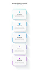 Vertical progress bar featuring 5 arrow-shaped elements, symbolizing the five stages of business strategy and progression. Clean timeline infographic design template. Vector for mobile presentation.