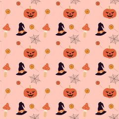 Halloween vector seamless pattern