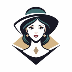 Elegant Woman in Hat Luxurious Diamond Branding Template with Logo Design