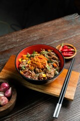 Rice bowl spicy chef cooking creative indonesian authentic asian food