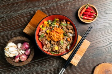 Rice bowl spicy chef cooking creative indonesian authentic asian food