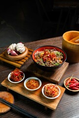 Rice bowl spicy chef cooking creative indonesian authentic asian food