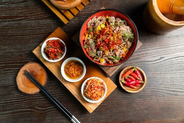 Rice bowl spicy chef cooking creative indonesian authentic asian food