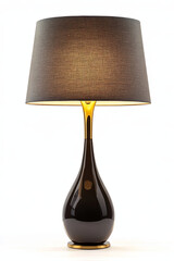 Fototapeta premium Elegant table lamp with a fabric shade on a white background