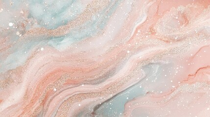 Fototapeta premium Pastel marble texture featuring soft colors and glittery sparkles with a shimmering detail ideal for flat lay backgrounds