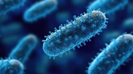 Fototapeta premium Close up of bacteria or infectious viruses against a blue background
